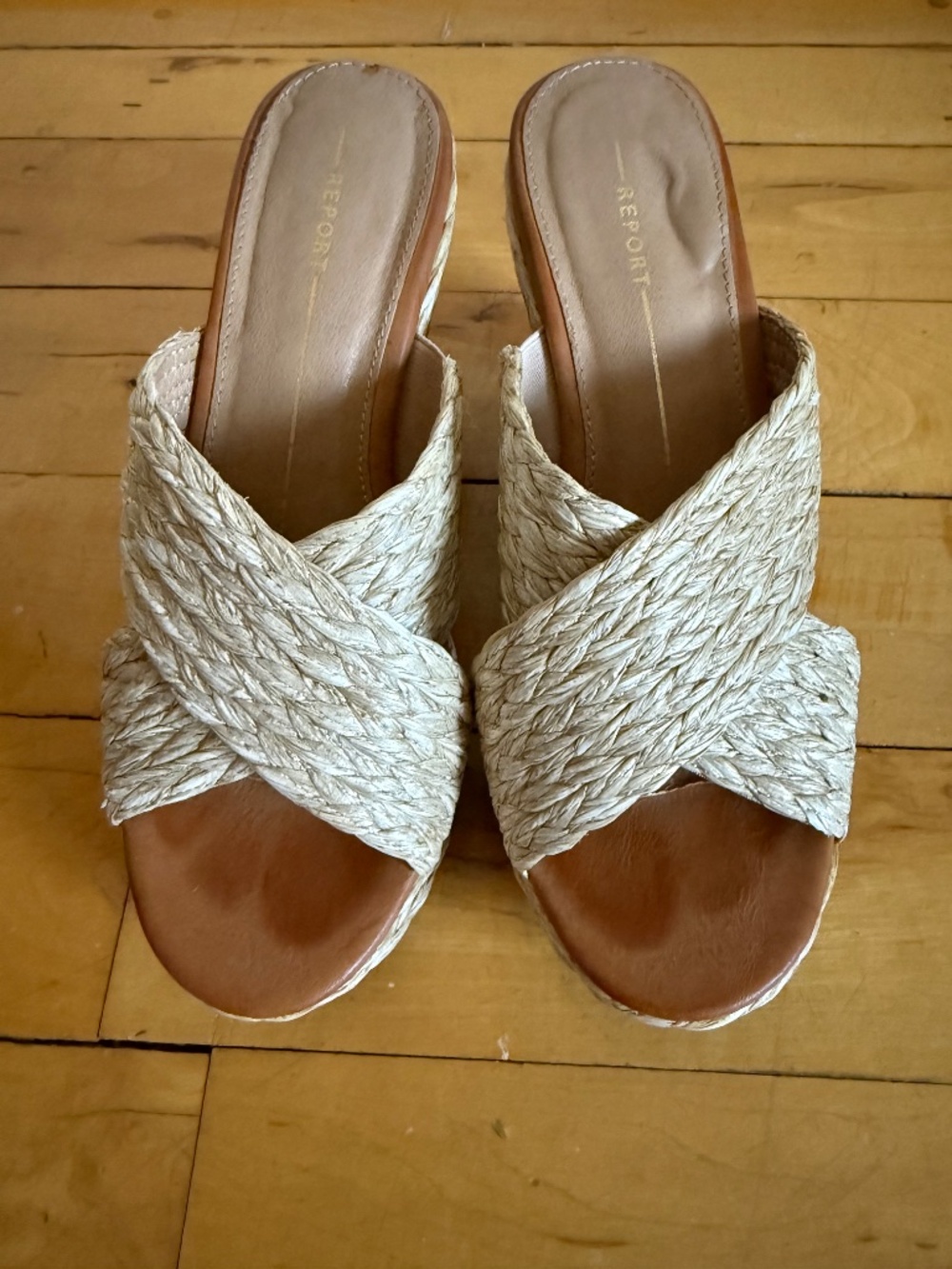 Report Delia Raffia Wedge Sandals Women's 6.5